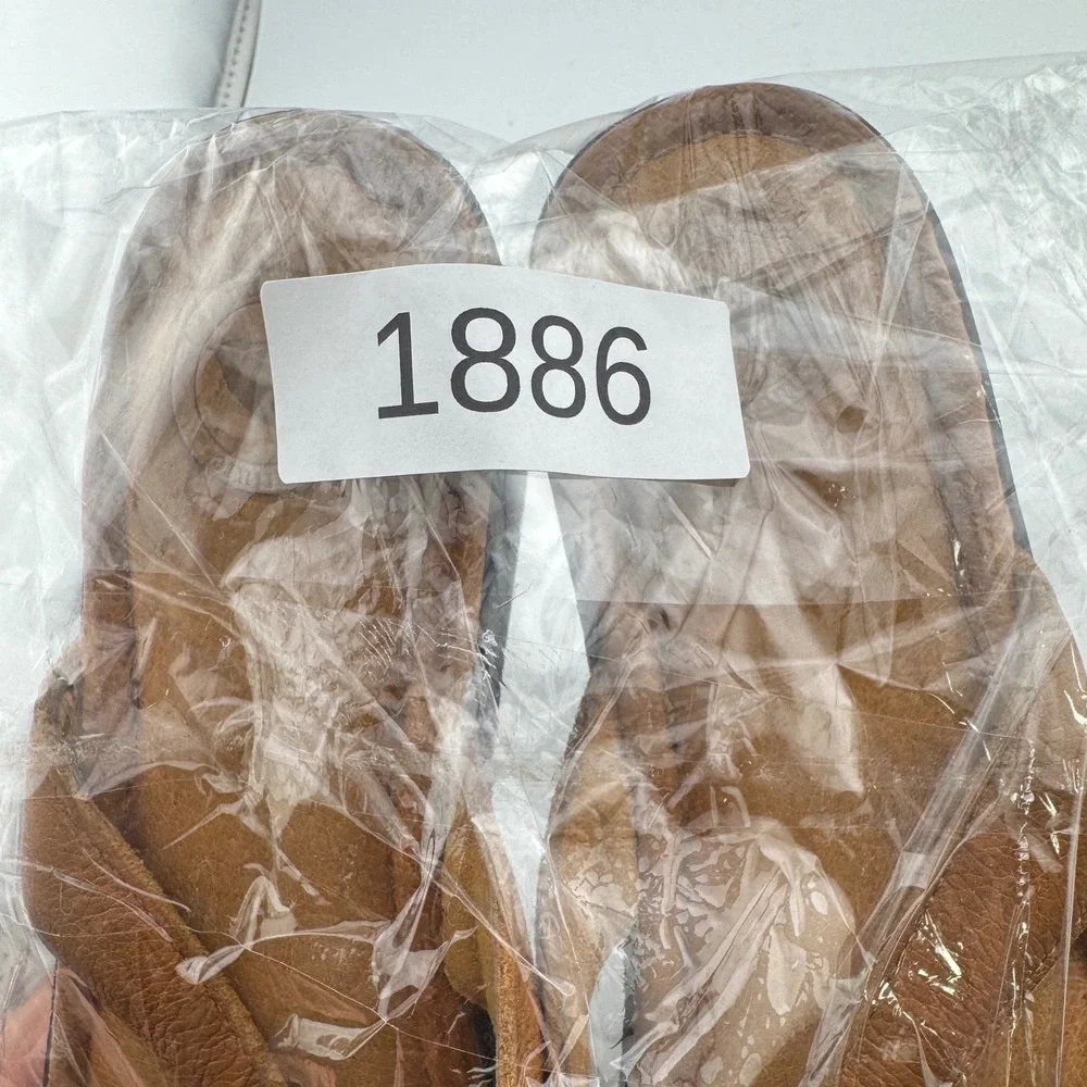 Nature Portland Cabo Wedge Sandals 7.5 Tan Good Leather‎ Thong Platform (1886)